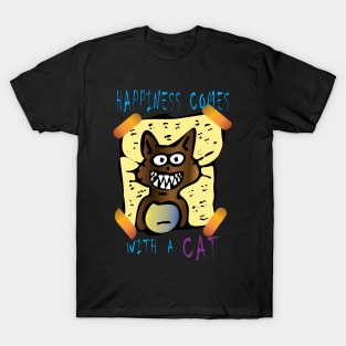 happiness comes with a cat T-Shirt